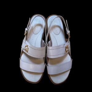 Cole Haan Leather White Sandals, flat, size 7